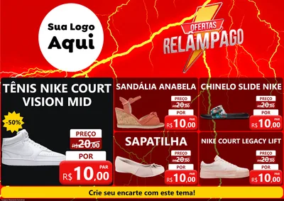 Modelo de Encarte para Encarte A4 Horizontal com o tema Ofertas Relâmpago para Calçados