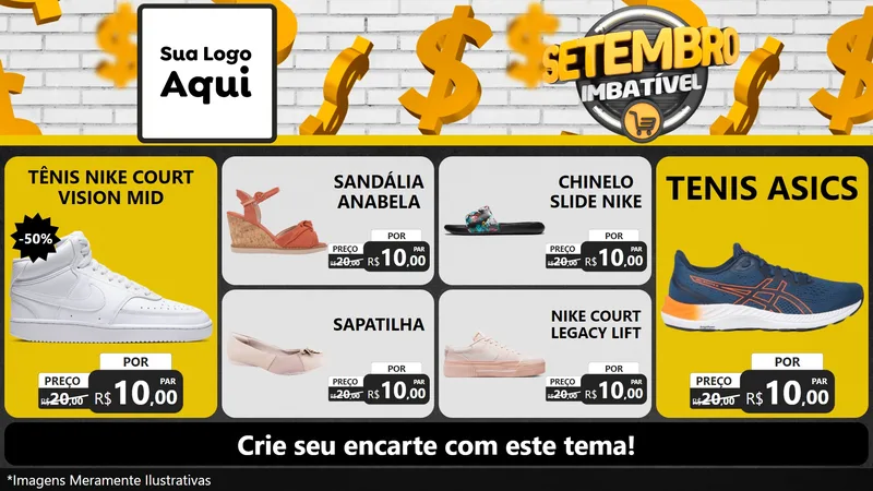 Modelo de TV para TV Horizontal com o tema Setembro Imbatível para Calçados