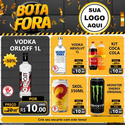 Modelo de Rede Social para Feed Facebook com o tema Bota Fora para Distribuidora de bebidas