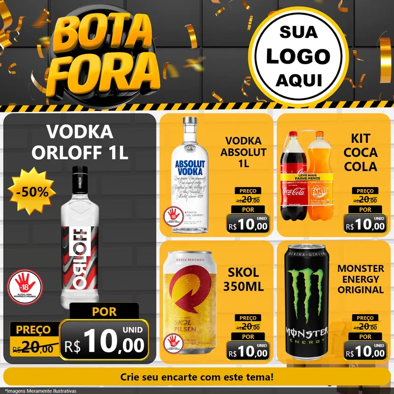 Modelo de Rede Social para Feed Facebook com o tema Bota Fora para Distribuidora de bebidas
