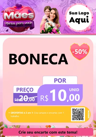 Modelo de Cartaz para Cartaz A4 Vertical com o tema Dia das Mães Ofertas para Você! para Brinquedos