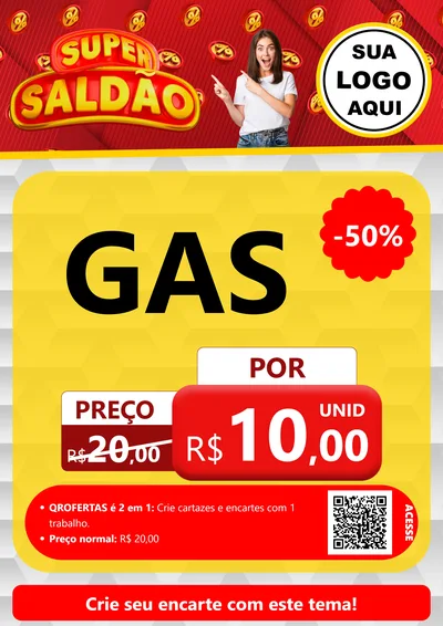 Modelo de Cartaz para Cartaz A4 Vertical com o tema Super Saldão para Água e gás