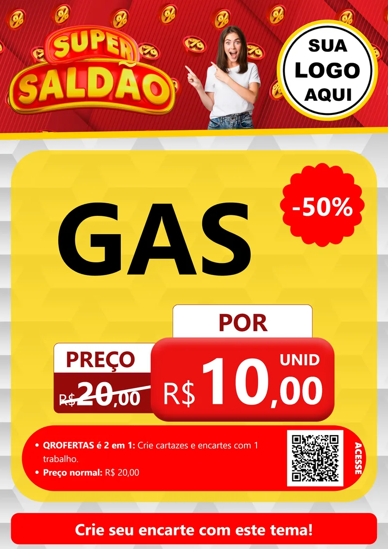 Modelo de Cartaz para Cartaz A4 Vertical com o tema Super Saldão para Água e gás