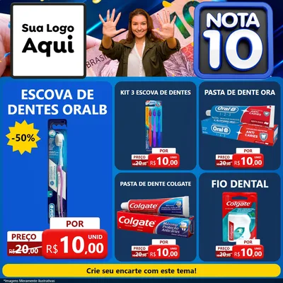 Modelo de Rede Social para Feed Facebook com o tema Nota 10 para Higiene Pessoal