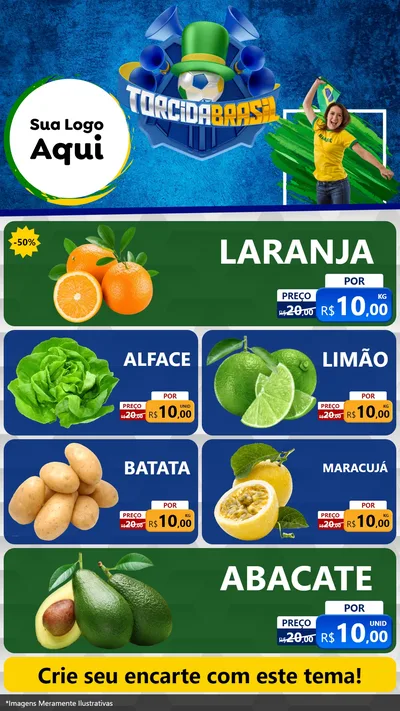 Modelo de TV para TV Vertical com o tema Torcida Brasil - Copa para Hortifrúti