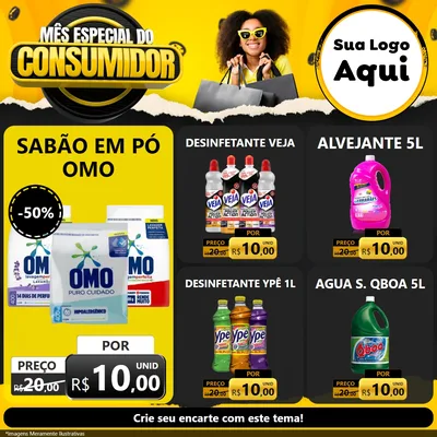 Modelo de Rede Social para Feed Facebook com o tema Mês Especial do Consumidor para Produtos de Limpeza