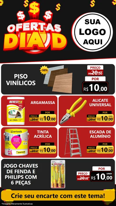 Modelo de TV para TV Vertical com o tema Ofertas Dia D para Material para Construção