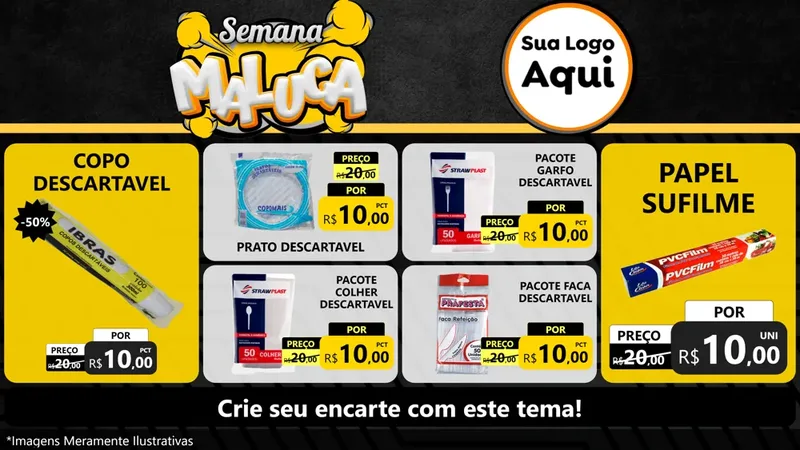 Modelo de TV para TV Horizontal com o tema Semana Maluca para Embalagens