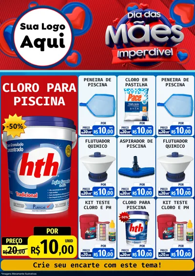 Modelo de Encarte para Encarte A4 Vertical com o tema Dia Das Mães Imperdível para Produtos para Piscina