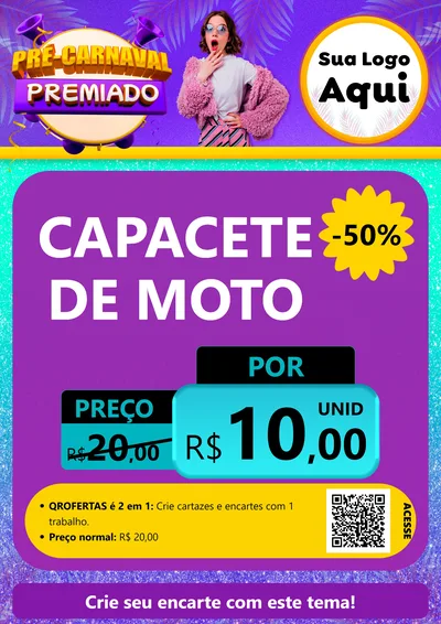 Modelo de Cartaz para Cartaz A4 Vertical com o tema Pré-Carnaval Premiado para Moto peças