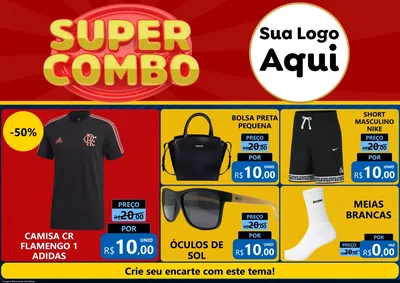 Modelo de Encarte para Encarte A4 Horizontal com o tema Super Combo para Roupas e acessórios