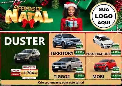 Modelo de Encarte para Encarte A4 Horizontal com o tema Ofertas de Natal para Concessionaria de Carros
