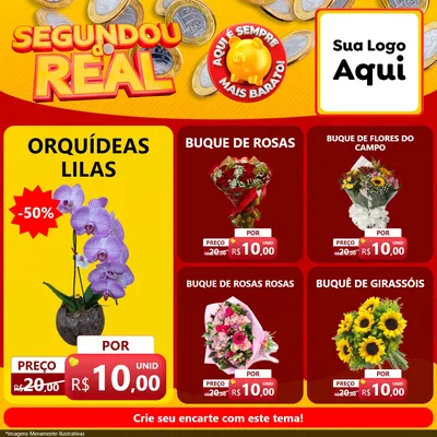 Modelo de Rede Social para Feed Facebook com o tema Segundou do Real para Floricultura e jardim