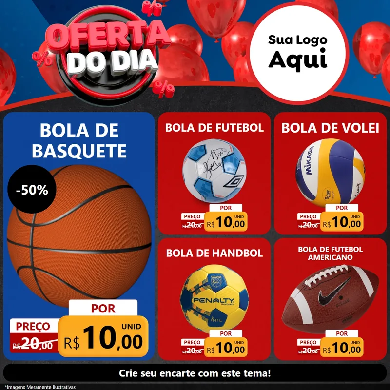 Modelo de Rede Social para Feed Facebook com o tema Oferta do Dia para Artigos Esportivos