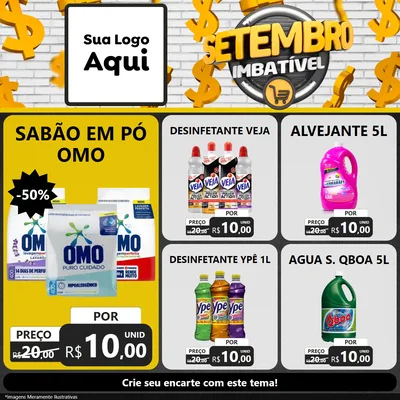 Modelo de Rede Social para Feed Facebook com o tema Setembro Imbatível para Produtos de Limpeza
