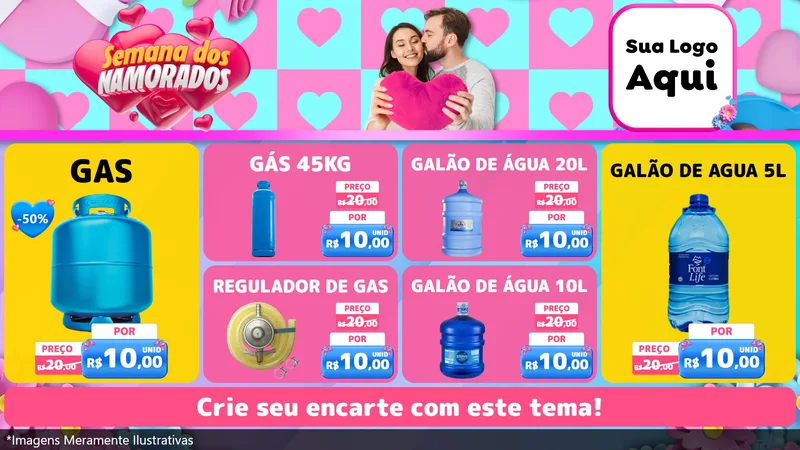 Modelo de TV para TV Horizontal com o tema Semana dos Namorados para Água e gás