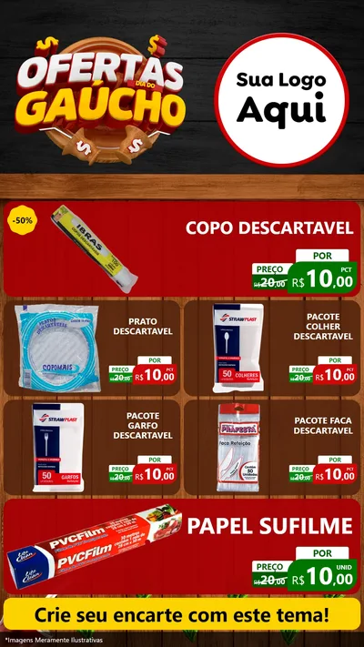 Modelo de TV para TV Vertical com o tema Ofertas Dia do Gaúcho para Embalagens