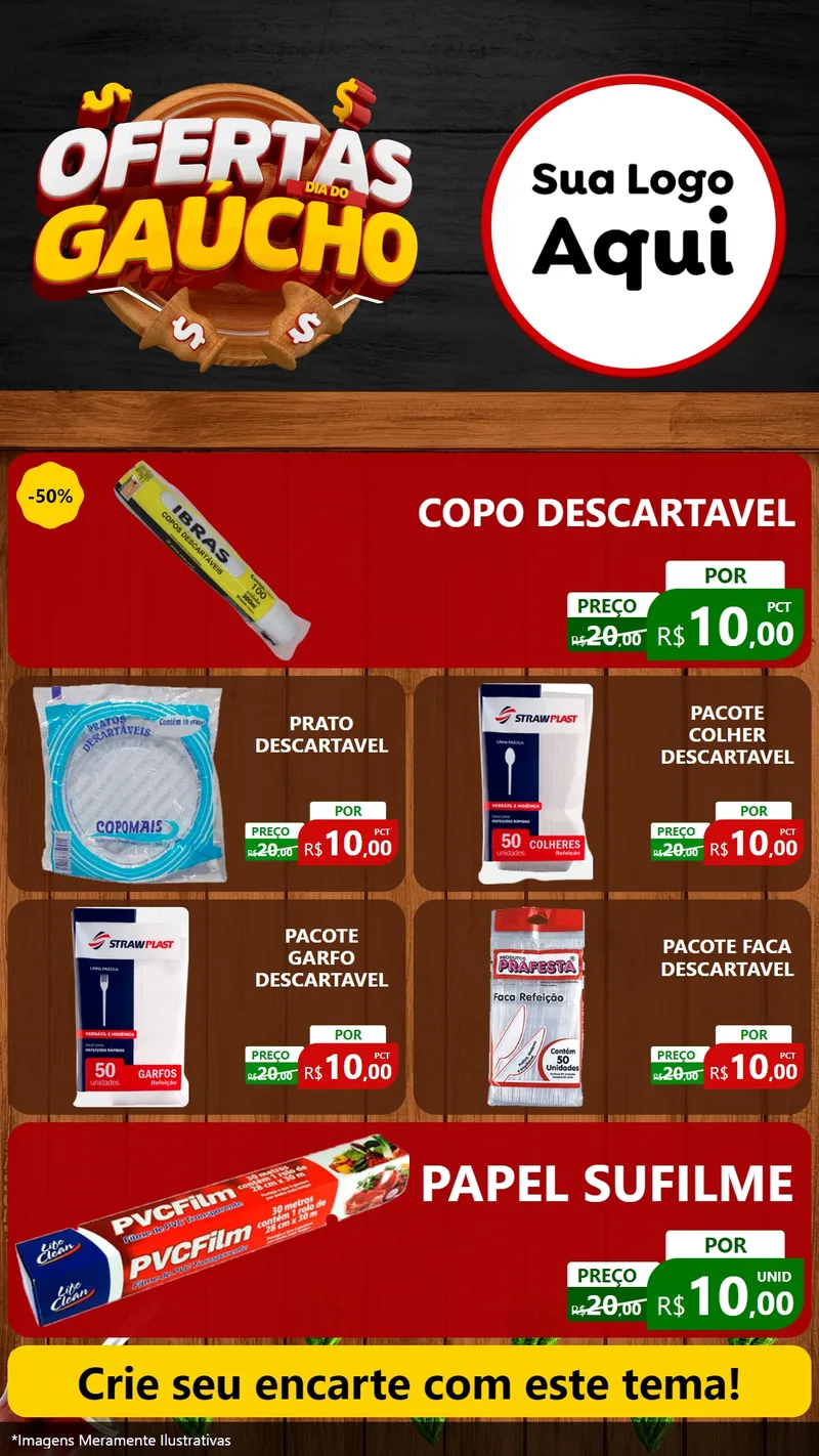 Modelo de TV para TV Vertical com o tema Ofertas Dia do Gaúcho para Embalagens