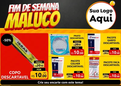 Modelo de Encarte para Encarte A4 Horizontal com o tema Final de Semana Maluco para Embalagens