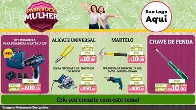 Modelo de TV para TV Horizontal com o tema Para Você Mulher para Maquinas e Ferramentas