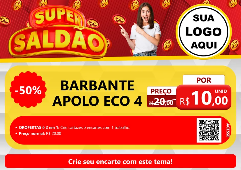 Modelo de Cartaz para Cartaz A4 Horizontal com o tema Super Saldão para Armarinho e Aviamentos