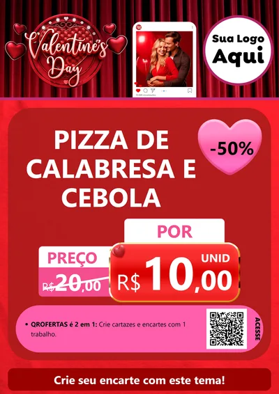 Modelo de Cartaz para Cartaz A4 Vertical com o tema Valentine's Day para Pizzaria