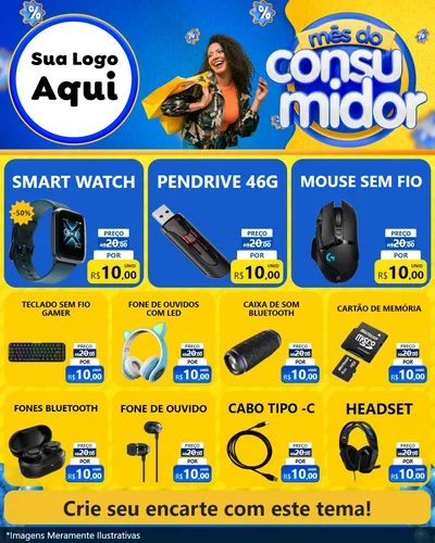 Modelo de Rede Social para Feed Instagram com o tema Mês do Consumidor para Informática