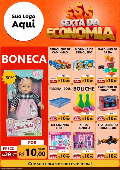 Modelo de Encarte para Encarte A4 Vertical com o tema Sexta da Economia para Brinquedos