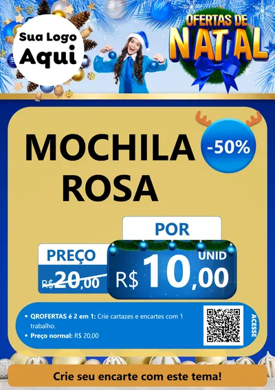 Modelo de Cartaz para Cartaz A4 Vertical com o tema Ofertas de Natal para Papelaria