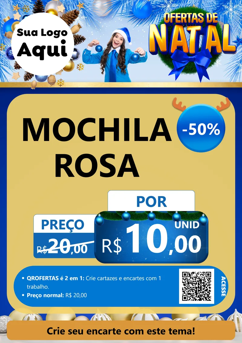 Modelo de Cartaz para Cartaz A4 Vertical com o tema Ofertas de Natal para Papelaria
