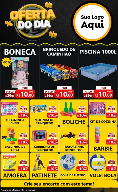 Modelo de Encarte para Encarte Grande com o tema Oferta Do Dia para Brinquedos