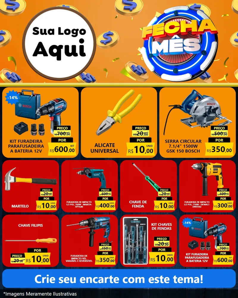 Modelo de Rede Social para Feed Instagram com o tema Fecha Mês para Maquinas e Ferramentas