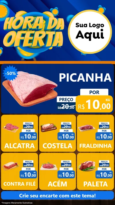 Modelo de Rede Social para Stories com o tema Hora da Oferta para Açougue