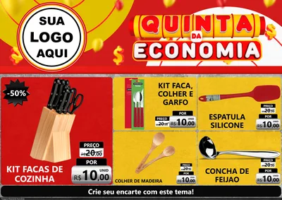 Modelo de Encarte para Encarte A4 Horizontal com o tema Quinta da Economia para Utilidades Domésticas
