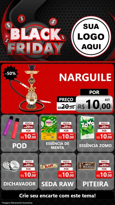 Modelo de Rede Social para Stories com o tema Black Friday para Tabacaria