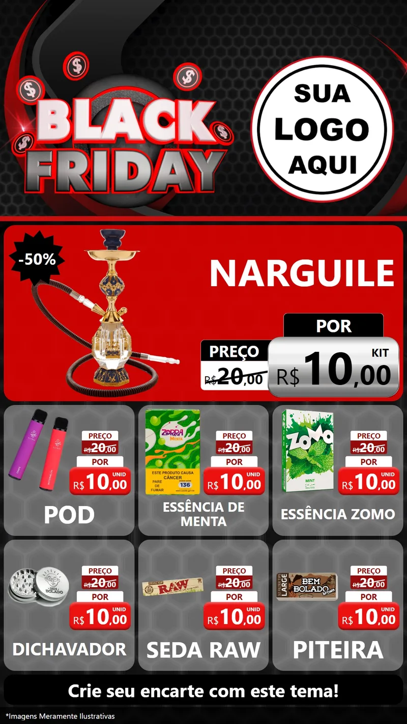 Modelo de Rede Social para Stories com o tema Black Friday para Tabacaria