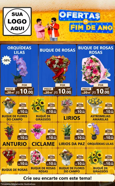 Modelo de Encarte para Encarte Grande com o tema Ofertas de Fim de Ano para Floricultura e jardim