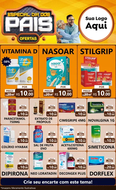Modelo de Encarte para Encarte Grande com o tema Especial Dia dos Pais para Farmácia