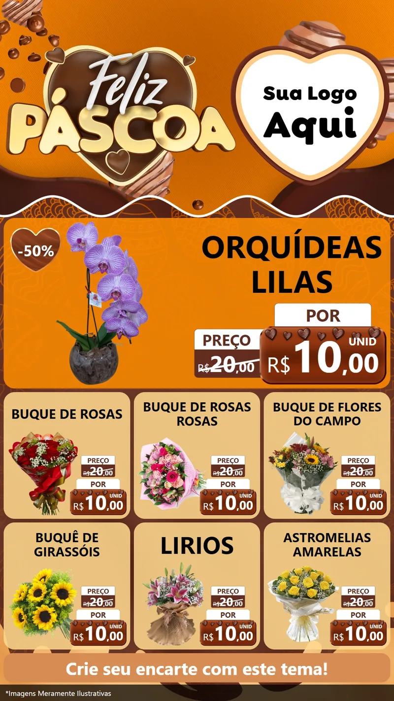 Modelo de Rede Social para Stories com o tema Feliz Páscoa para Floricultura e jardim