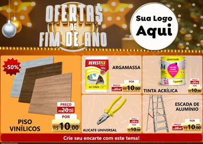 Modelo de Encarte para Encarte A4 Horizontal com o tema Ofertas de Fim de Ano para Material para Construção