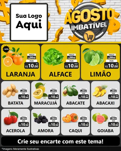 Modelo de Rede Social para Feed Instagram com o tema Agosto imbatível para Hortifrúti