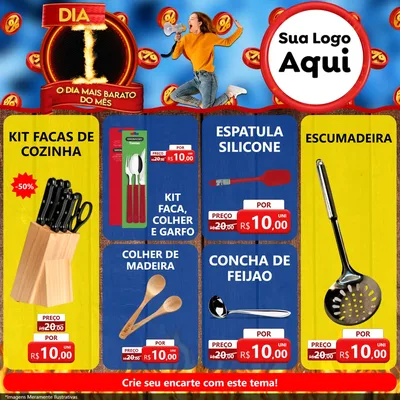 Modelo de Rede Social para Feed Facebook com o tema Dia I - O Dia Mais Barato Do Mês para Utilidades Domésticas