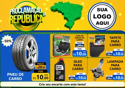 Modelo de Encarte para Encarte A4 Horizontal com o tema Proclamação da República para Auto peças
