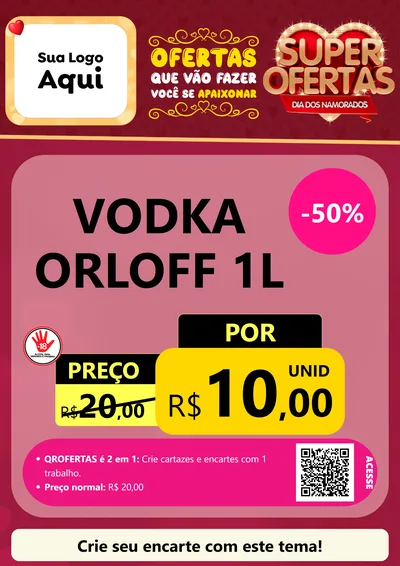 Modelo de Cartaz para Cartaz A4 Vertical com o tema Dia dos Namorados para Distribuidora de bebidas