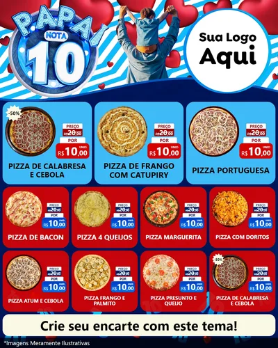 Modelo de Rede Social para Feed Instagram com o tema Papai Nota 10 para Pizzaria