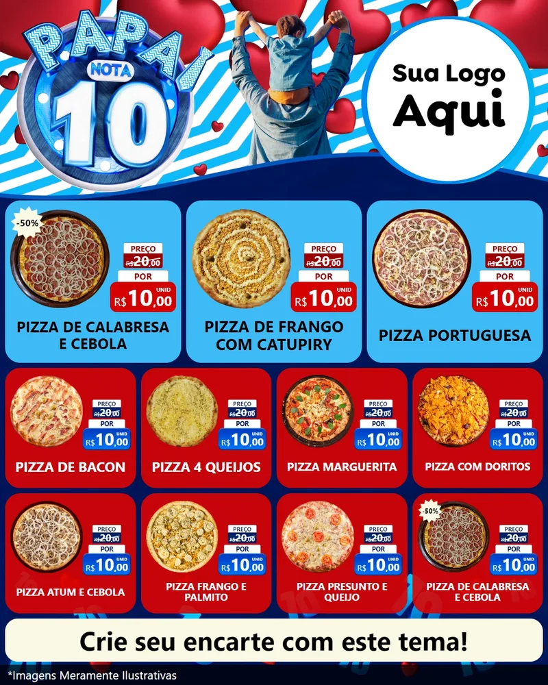 Modelo de Rede Social para Feed Instagram com o tema Papai Nota 10 para Pizzaria