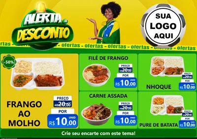 Modelo de Encarte para Encarte A4 Horizontal com o tema Alerta de Desconto para Restaurante