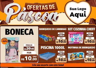 Modelo de Encarte para Encarte A4 Horizontal com o tema Ofertas de Páscoa para Brinquedos