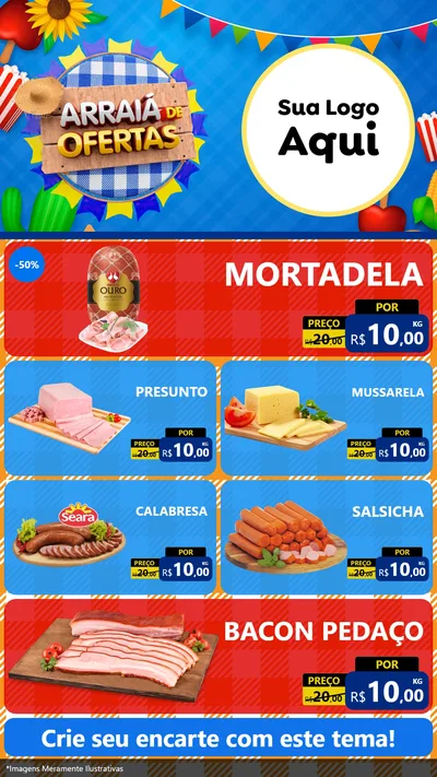 Modelo de TV para TV Vertical com o tema Arraiá de Ofertas para Frios e Laticínios