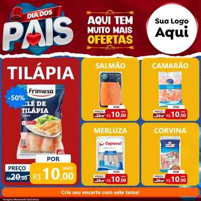 Modelo de Rede Social para Feed Facebook com o tema Dia dos Pais para Peixaria